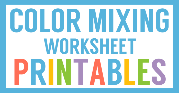 Worksheet for kindergarten students on mixing primary colors to discover secondary colors