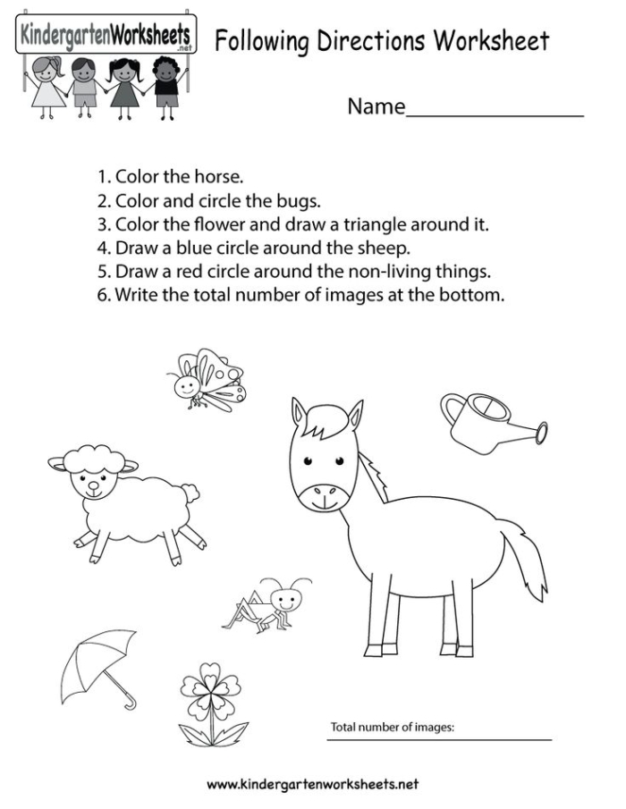 Educational coloring activity designed to enhance reading skills for young learners Coloring worksheet for kindergarten focusing on following directions