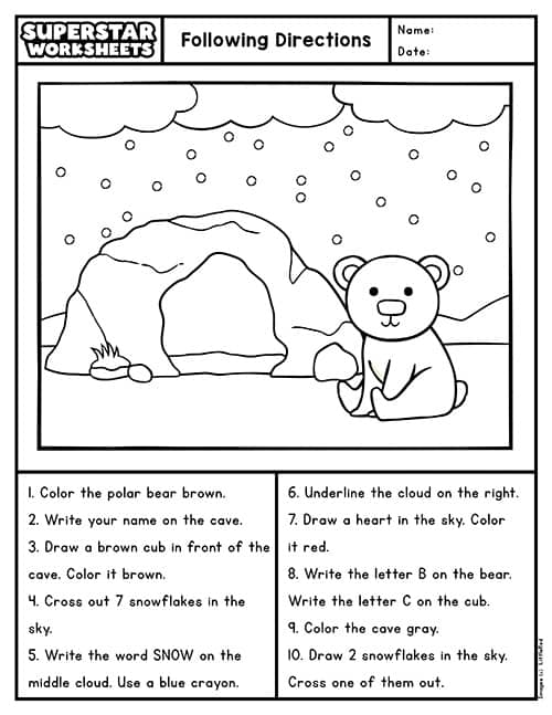 Engaging activity for young artists to enhance their listening and comprehension skills Coloring worksheet designed for kindergarten students to practice following directions