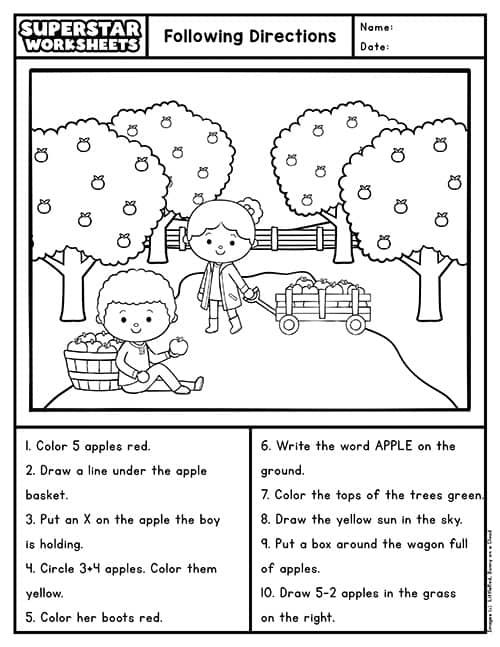 Engaging lesson on color instructions for young artists in grade K Coloring worksheet for kindergarten students focusing on following directions