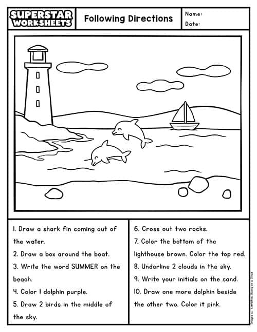 Educational coloring activity designed to enhance listening skills in young learners Coloring worksheet for kindergarten focusing on following directions
