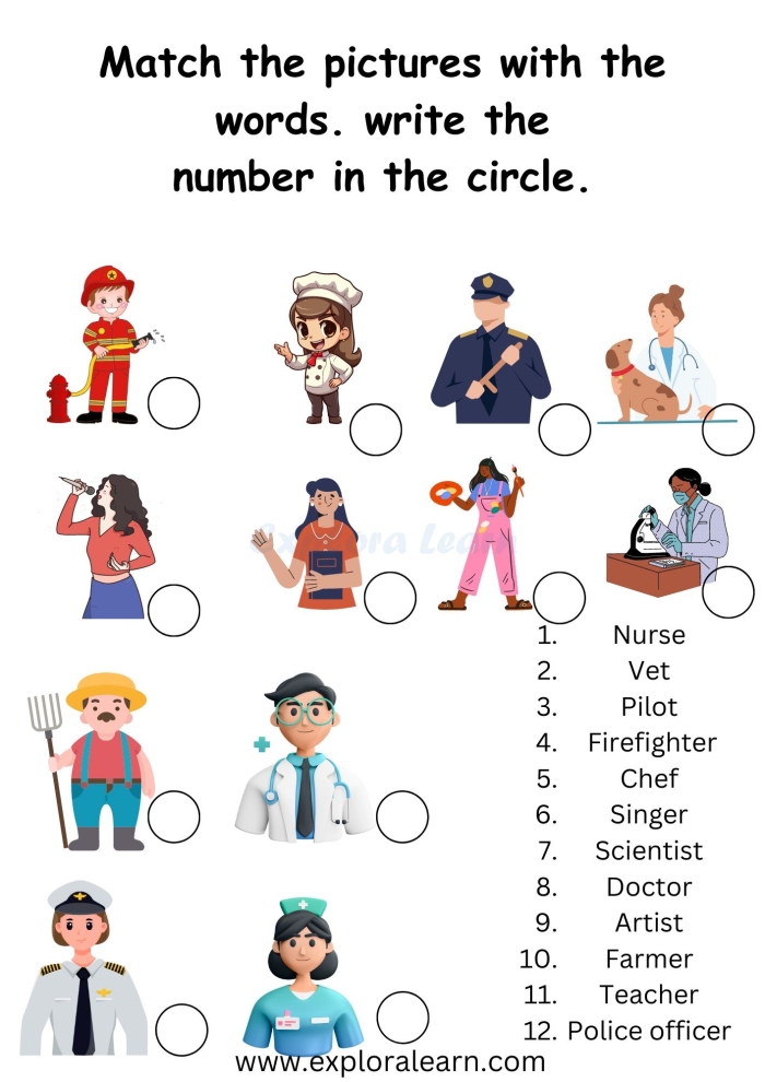 Community Helpers Whos Who Worksheet 23 Kindergarten reading worksheet featuring community helpers to match with sentence completion exercises