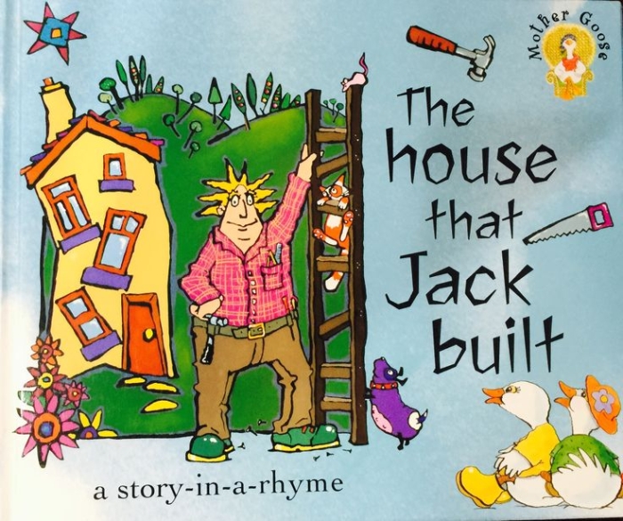 Reading comprehension activity for kindergarten students based on a classic rhyme Worksheet for "The House that Jack Built" nursery rhyme with comprehension questions