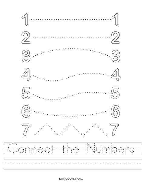 Kindergarten math worksheet for connecting numbers to matching quantities in geometry