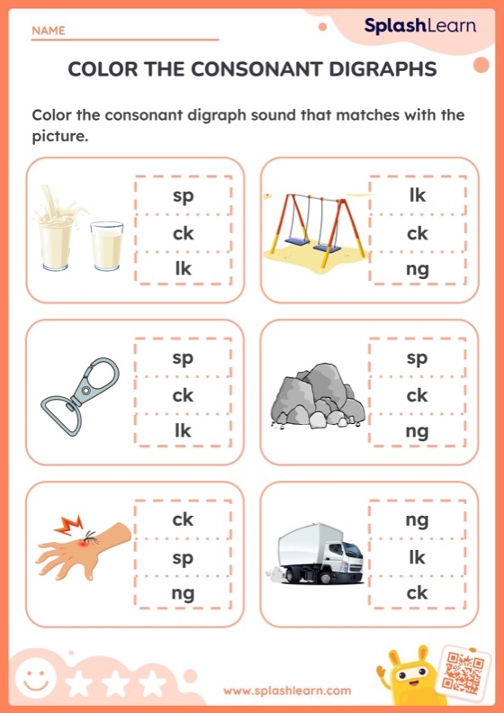 Roll a Word Beginning Consonant Digraphs Phonics Worksheet for Kindergarteners Kindergarten student engaging with a Roll a Word activity focusing on beginning consonant digraphs