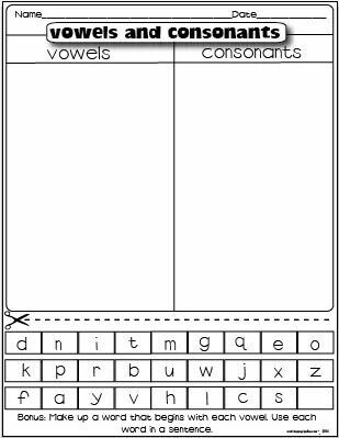 Worksheet featuring consonant, vowel, consonant words for teaching young readers