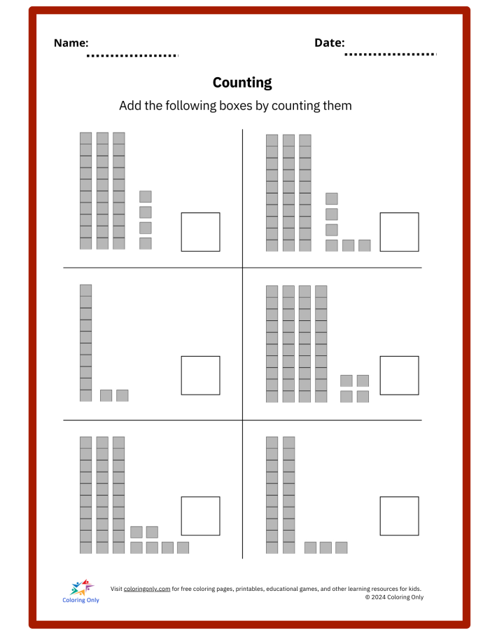 Engaging counting worksheet to evaluate young learners' number recognition skills Counting Assessment worksheet for kindergarten students focusing on numbers 1-20