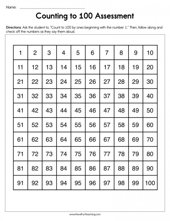 Worksheet image showcasing a counting assessment activity for young learners Counting Assessment worksheet for kindergarten students focusing on numbers 1-20