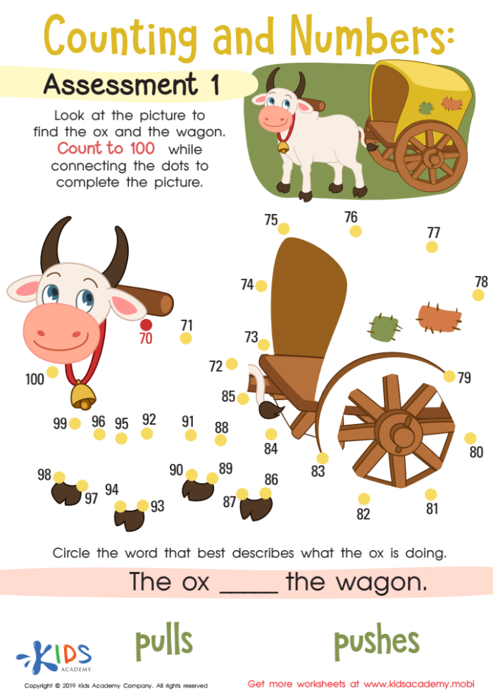 Engaging worksheet to assess counting skills in young learners Counting Assessment worksheet for kindergarten students learning numbers 1-20
