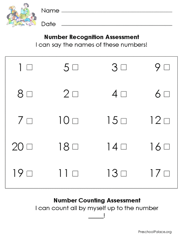 Engaging worksheet to evaluate counting skills in young learners Counting Assessment worksheet for kindergarten students learning numbers 1-20