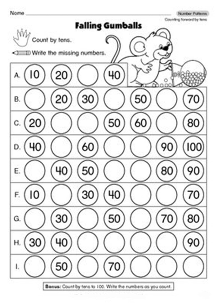 Missing Numbers Counting Bee Worksheet 5 for Kindergarten Math Practice Kindergarten students practicing counting skills by filling in the blank honeycomb cells on the Missing Numbers Counting Bee worksheet