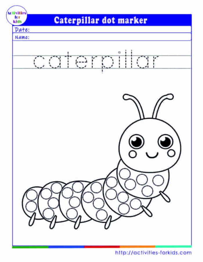 Caterpillar Dot-to-Dot Worksheet Activity 20 Kindergarten students practice counting and drawing with this caterpillar dot-to-dot worksheet 20