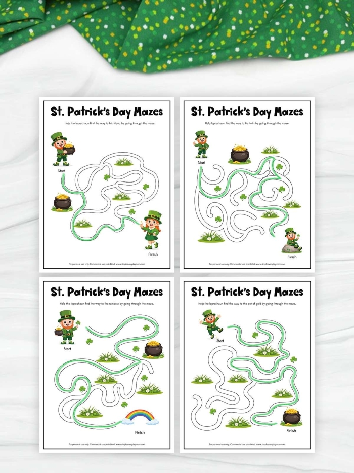 St. Patrick's Day Rainbow Maze worksheet for kindergarten students focused on numbers and counting