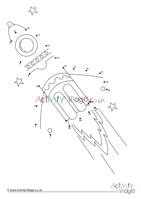 Kindergarten student counting to 10 by connecting dots to reveal a rocket ship 16