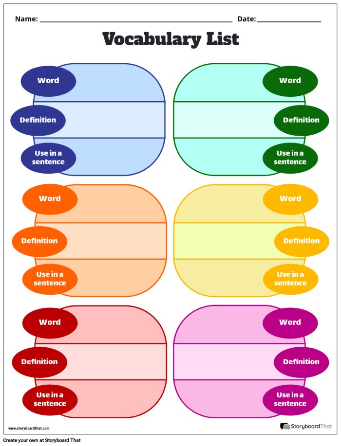 Vocabulary cards designed for the All the Ways to Count to 100 worksheet for Kindergarten students. Visual representation of vocabulary words to enhance counting skills in early learners.