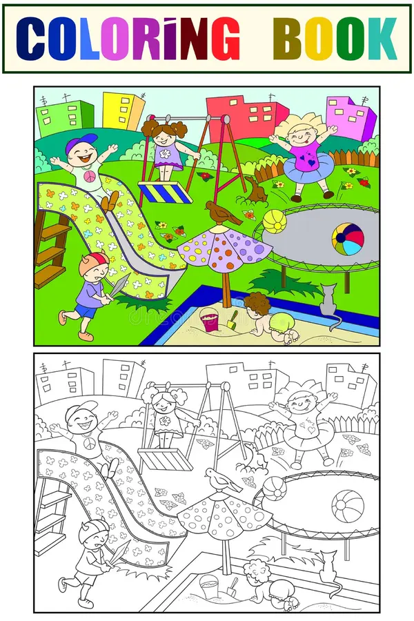 Dream Playground worksheet for kindergarteners to design their own playground. Creative cut-and-paste activity for young learners to explore playground history.