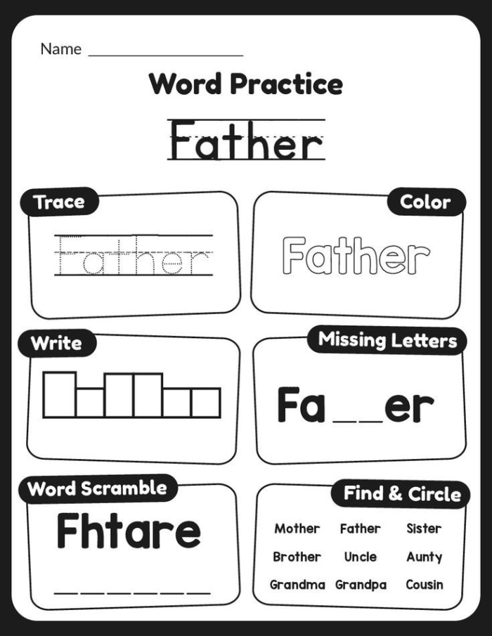 Kindergarten cut-and-paste activity for learning -ike family spelling words