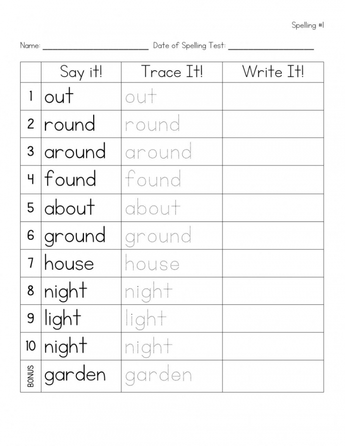 Engaging geometry-themed sight word spelling worksheet for young learners Kindergarten sight word spelling worksheet featuring cut-and-paste activities