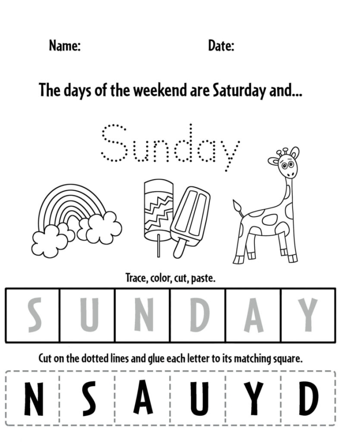 Colorful Days of the Week worksheet for kindergarten students to enhance their learning. Engaging visual aid to help children memorize the order of the days.