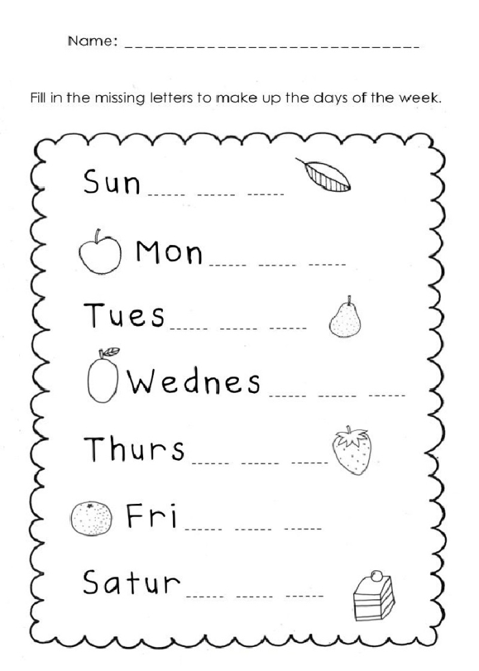 Kindergarten student learning the sequence of the seven days with this life science worksheet