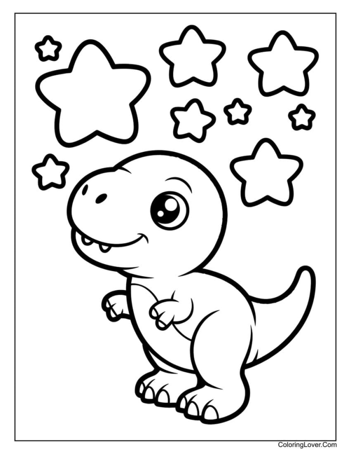 Adorable dinosaur coloring page for kindergarten students Cute dinosaur enjoying a snack break while munching on fresh leaves