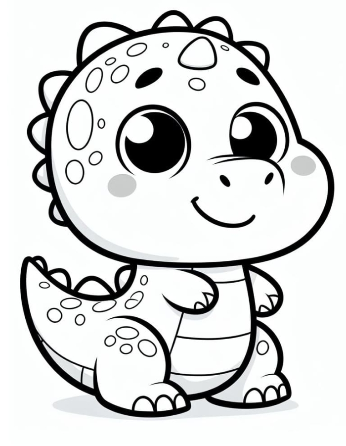 Coloring page worksheet featuring a playful dinosaur snacking on nutritious leaves Cute dinosaur enjoying a snack of leafy greens on a coloring page worksheet