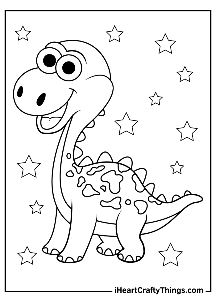 Adorable dinosaur coloring page for kindergarten students featuring a snack break scene Cute dinosaur enjoying a snack of nutritious leaves in a colorful coloring page worksheet