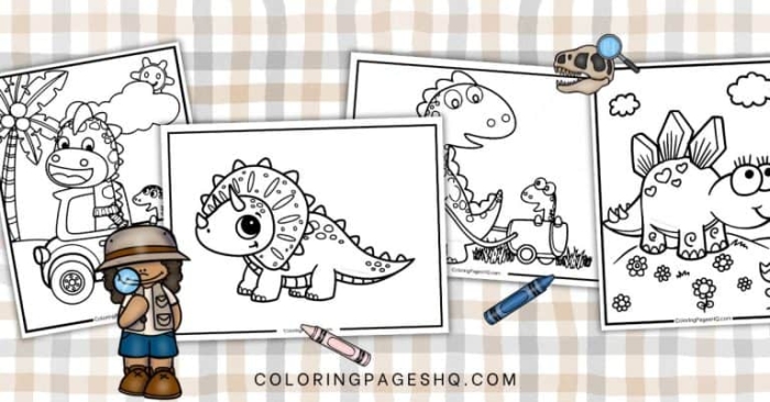 Adorable dinosaur takes a break to munch on some nutritious foliage Cute dinosaur enjoying a snack of leaves on a coloring page worksheet
