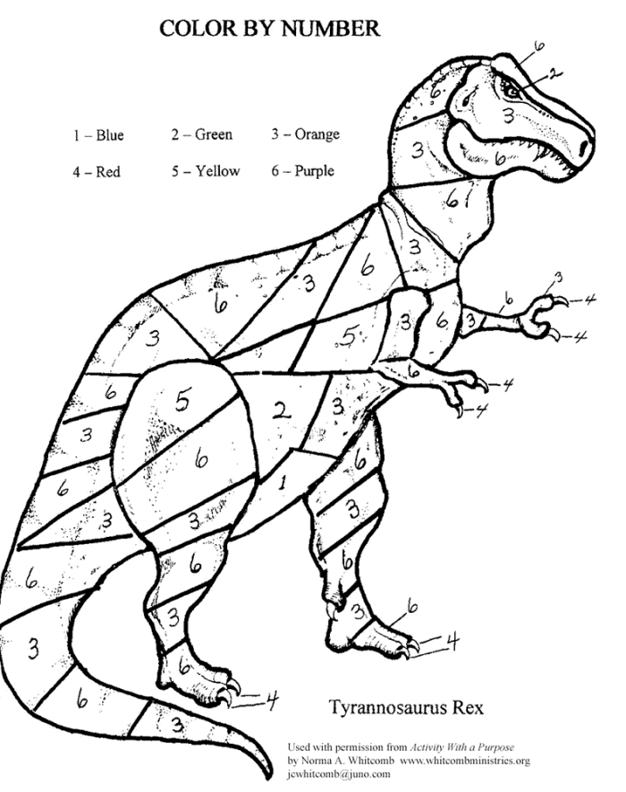 Color by Number The Dinosaur Worksheet Image 24 Kindergarten student coloring a prehistoric dinosaur scene using an algebra-based color by number key