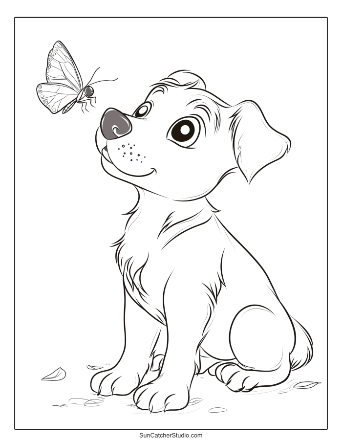 A cheerful dog enjoying a bath, perfect for kids to color and have fun. Color the Dog at Bath Time worksheet for kindergarten learning.