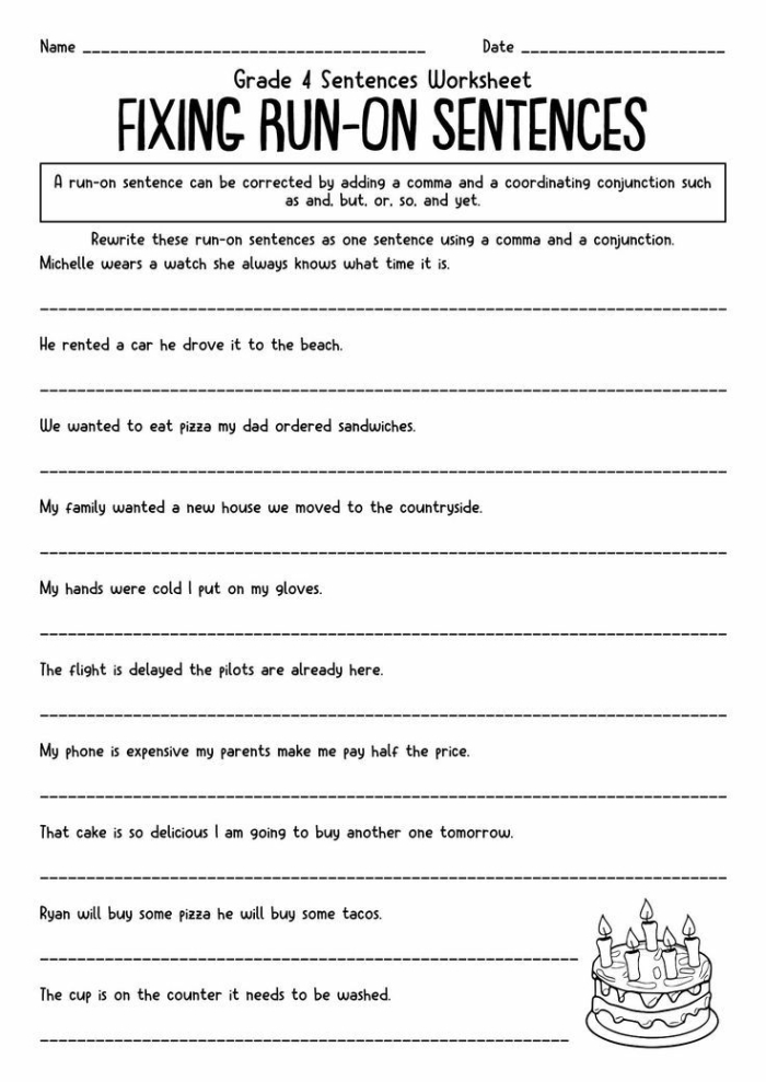 Fix the Sentences Dog Days Worksheet 8 Kindergarten worksheet for practicing sentence structure and punctuation with a dog themed activity