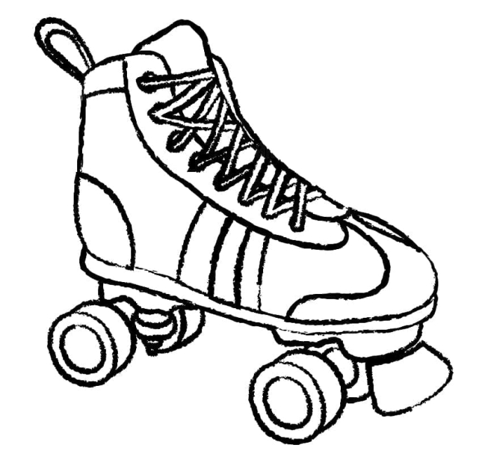Kindergarten worksheet featuring a roller skate dot-to-dot puzzle for counting numbers one to fifteen