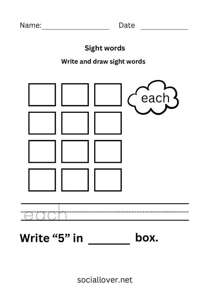 Worksheet for kindergarten students focused on the sight word "don't" with drawing activities