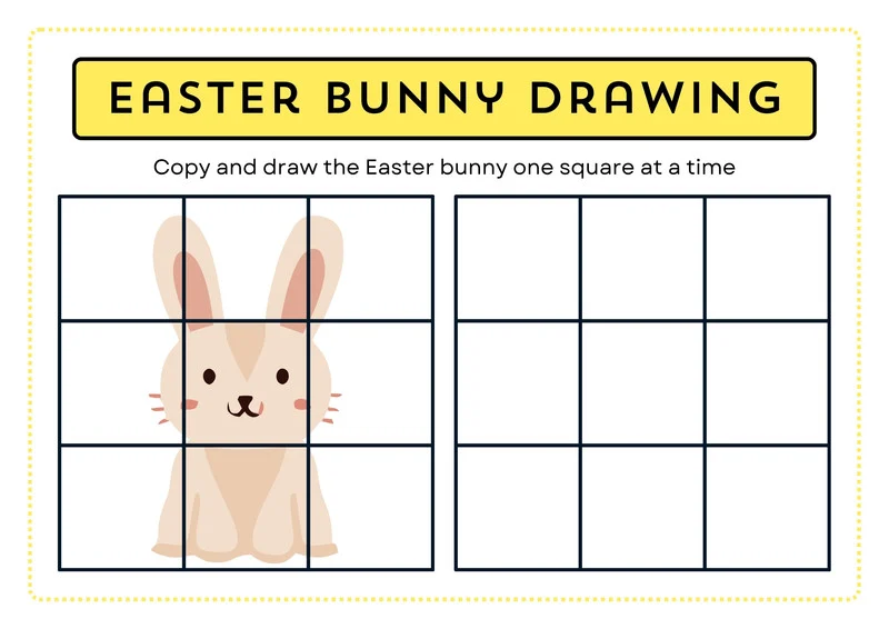 A kindergarten student drawing an Easter picture with space to write about their creation below