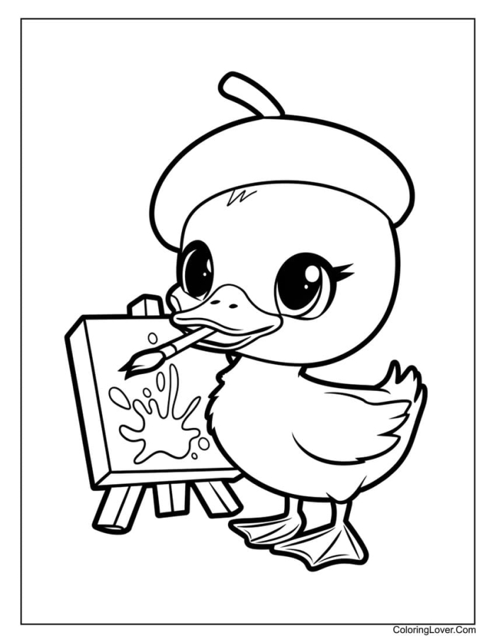 Printable Duckling Coloring Page Worksheet Number Seven Cute baby duckling coloring page for kindergarten students to practice figurative language