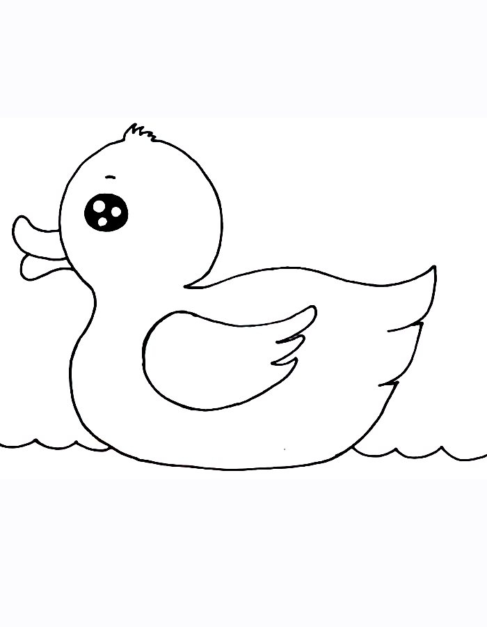 Sleepy Duckling Coloring Activity for Spring Learning A cute baby duckling stretching after waking up from a nap, ready to be colored in for a kindergarten figurative language worksheet