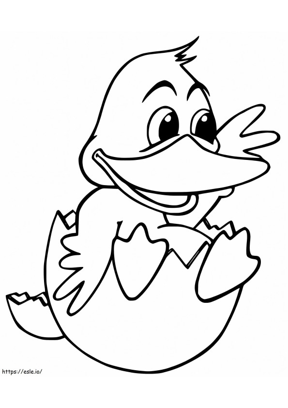 Sleepy Duckling Coloring Activity for Young Learners A cute baby duckling stretching after waking up from a nap, ready to be colored in for a kindergarten figurative language worksheet