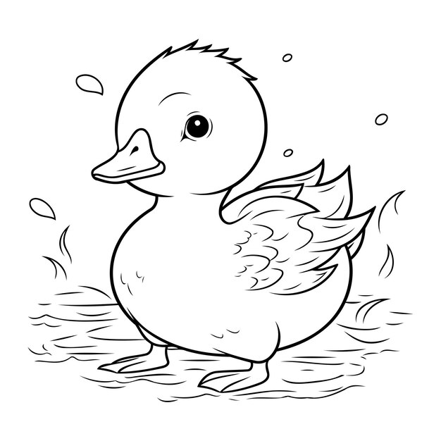Sleepy Baby Duckling Coloring Activity for Spring A cute yellow duckling stretching and yawning after waking up from a nap, ready to be colored in for a kindergarten worksheet