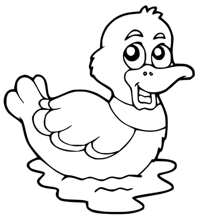 Sleepy Duckling Coloring Activity for Spring A cute baby duckling stretching after waking up from a nap, ready to be colored in for a kindergarten figurative language worksheet