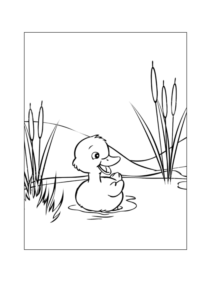 Duckling Coloring Page Worksheet Number 13 Cute baby duckling coloring page for kindergarten students to practice figurative language