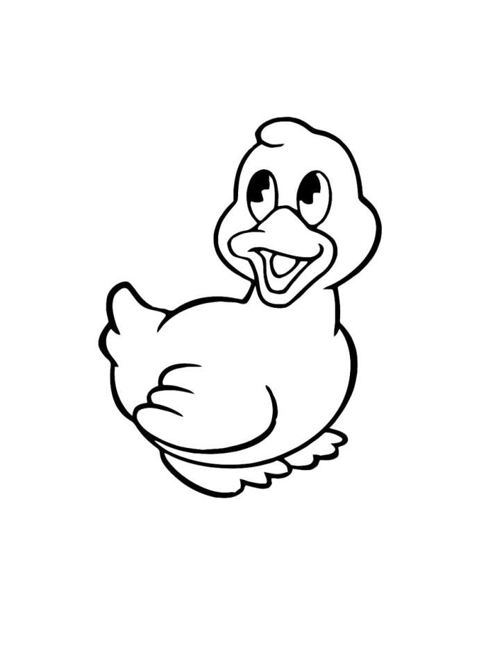 Duckling Coloring Page Worksheet Number 3 Cute baby duckling coloring page for kindergarten students to practice figurative language