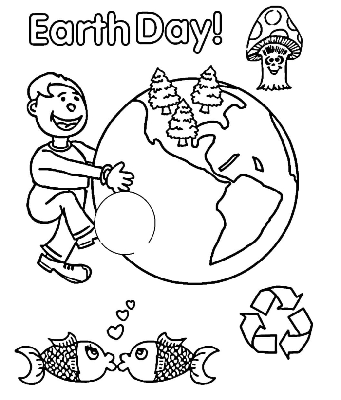 Addition worksheet for Kindergarten Happy Earth Day coloring page worksheet for kindergarten students featuring a drawing of Earth and a writing prompt. Fun and engaging activity to encourage children to think about how they can help the planet.