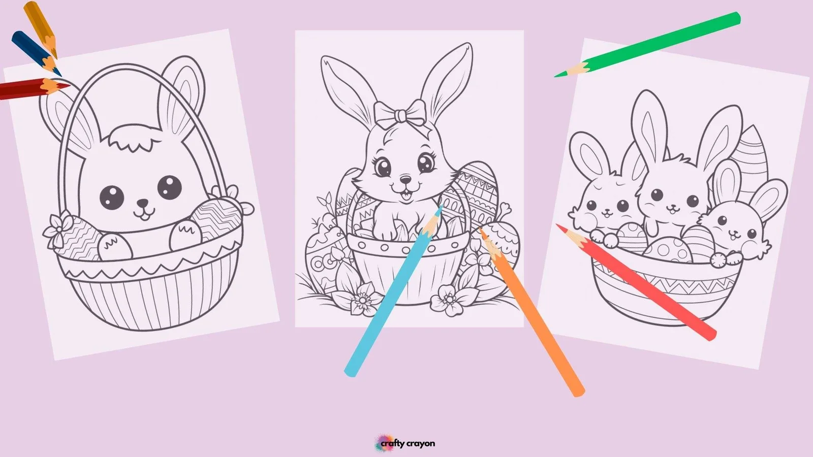 Kindergarten student coloring a festive Easter basket with three eggs for a life science activity