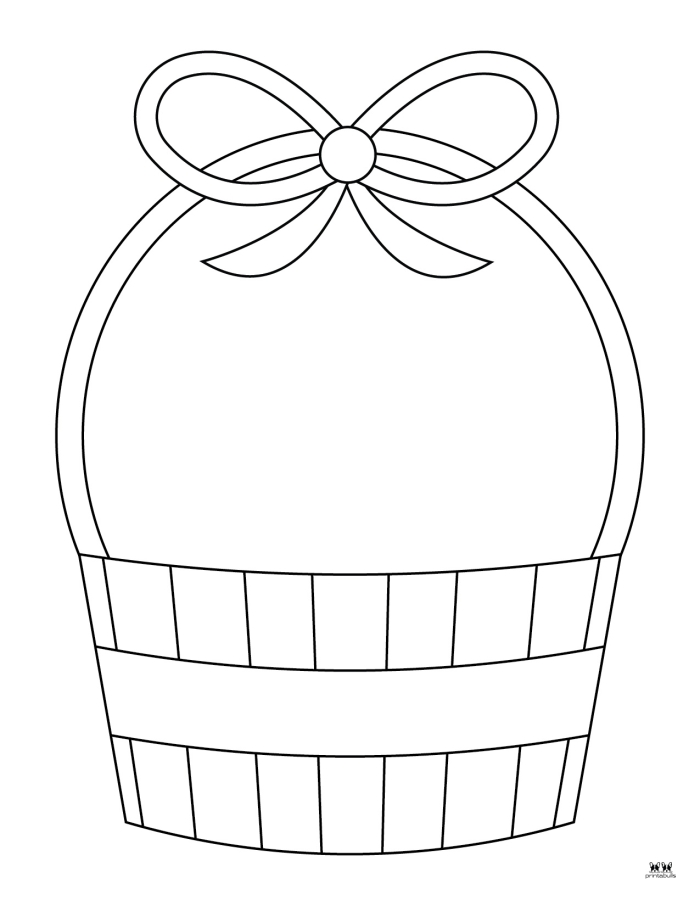 Kindergarten student coloring a festive Easter basket with three decorated eggs worksheet