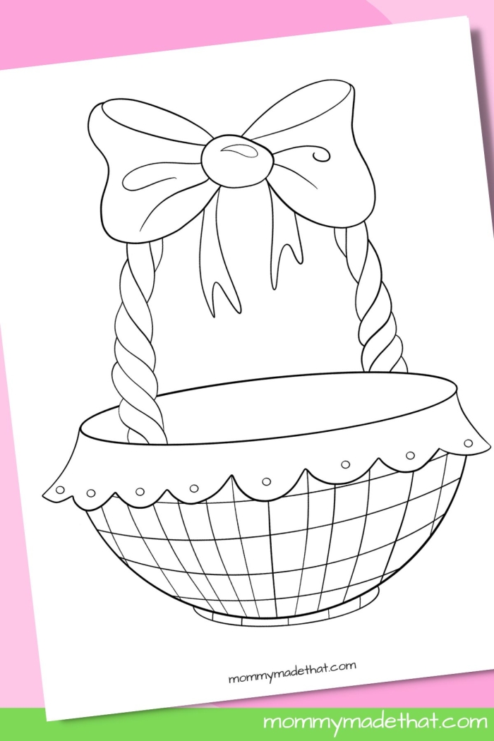 A fun coloring page featuring an Easter basket surrounded by three decorative eggs for kids to color. Color the Easter Basket worksheet for kindergarten life science activities.