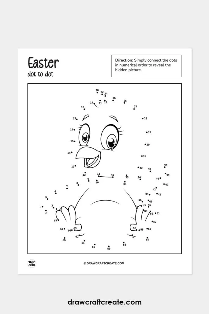 Connect the dots to reveal the surprise inside the Easter basket Happy Easter Dot-to-Dot worksheet featuring an Easter basket for kindergarten students