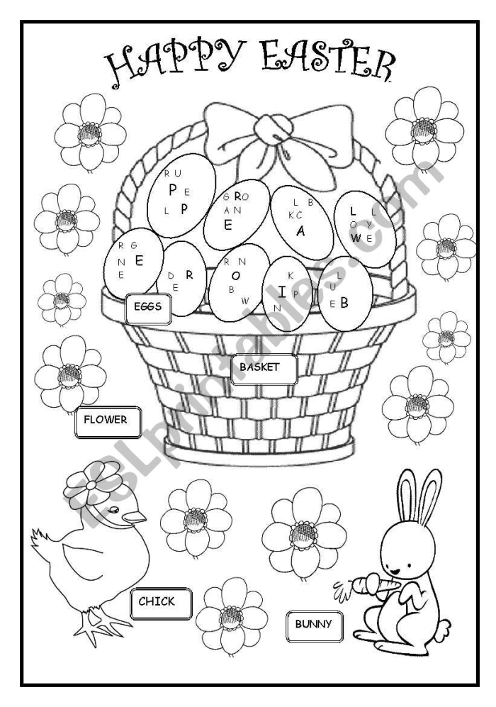 Kindergarten worksheet for drawing an Easter picture followed by a writing prompt