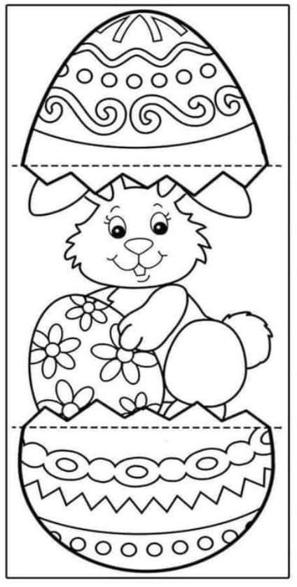 Kindergarten worksheet featuring a blank frame for drawing an Easter picture and lines for writing about the artwork