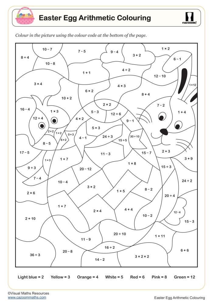 Color by number Easter egg worksheet for kindergarten students