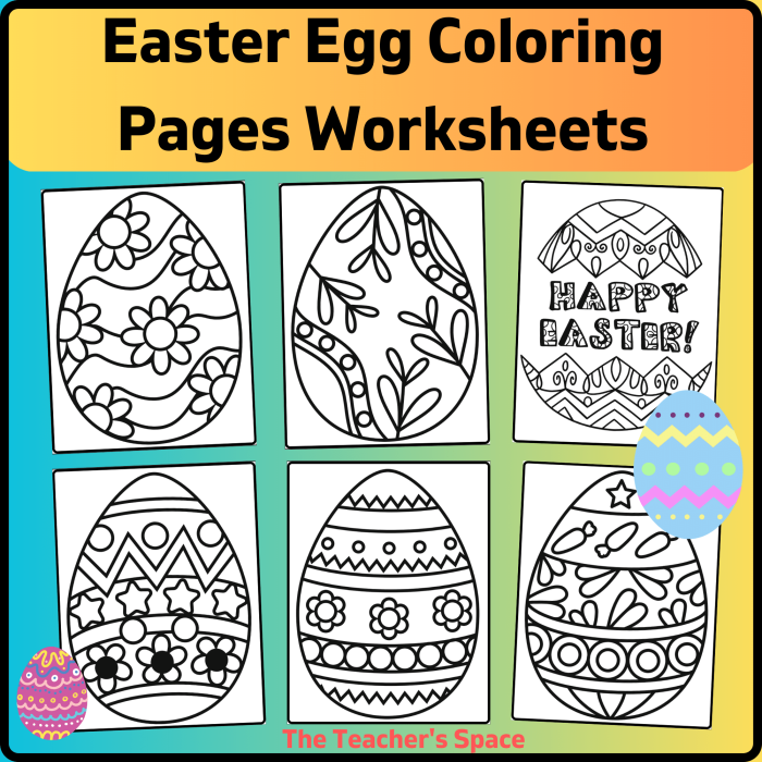 Easter Egg Coloring Worksheet for Spring Holiday Learning Activity 2 Colorful Easter egg shape for kindergarten students to color and practice geometry skills
